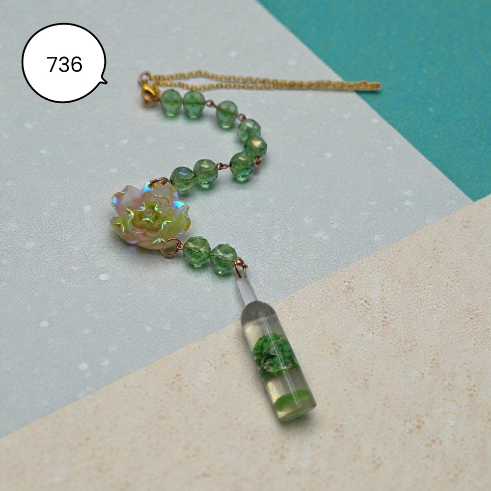 Green Floral Car Charm Bottle Resin Charm Cute Hanging Rearview Mirror